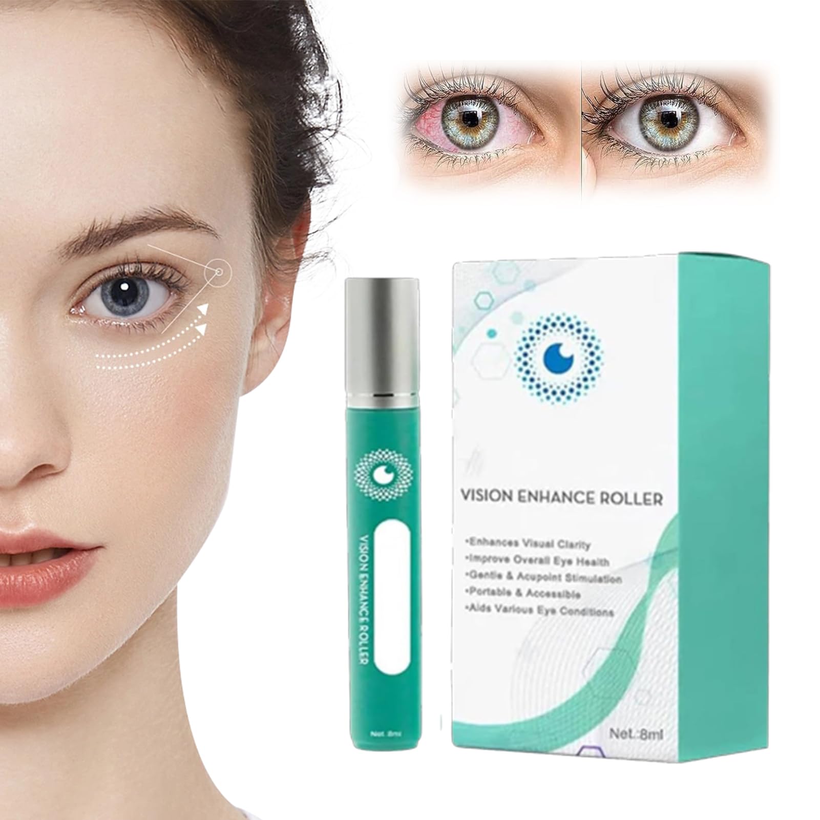 Medilisk - Vision Enhance Roller Medilisk, Medilisk Ophthalmic Vision Enhance Roller, Vision Enhance Roller Eye Massage Roller, Enhances Visual Clarity, Relieve Eye Strain, Relief Dry Dryness (1pcs)