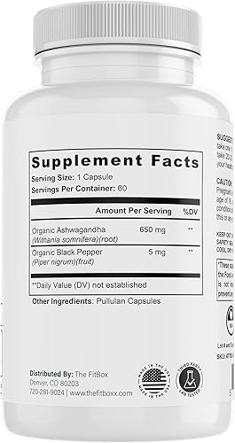 Miniatura 9 de Fit Boxx The SteadyState Calm, soporte diario para el estrés y el estado de ánimo, Ashwagandha + pimienta negra para una mente tranquila, un mejor