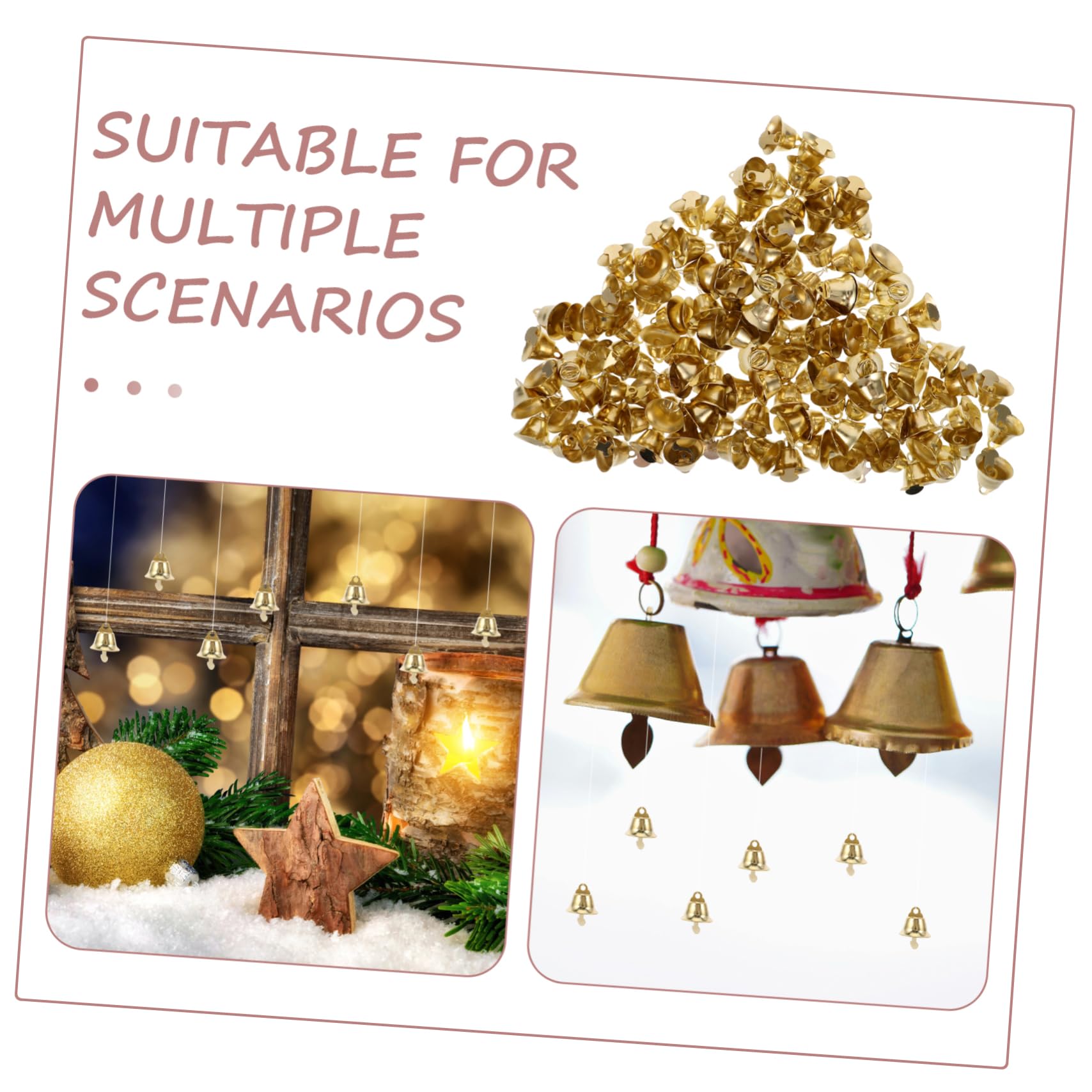 120pezzi Mini Ciondolo Forma di Campana di Natale Ornamento per Albero di Natale Ciondolo Pendente Dorato Accessori Fai da Te per Campanelli Eolici