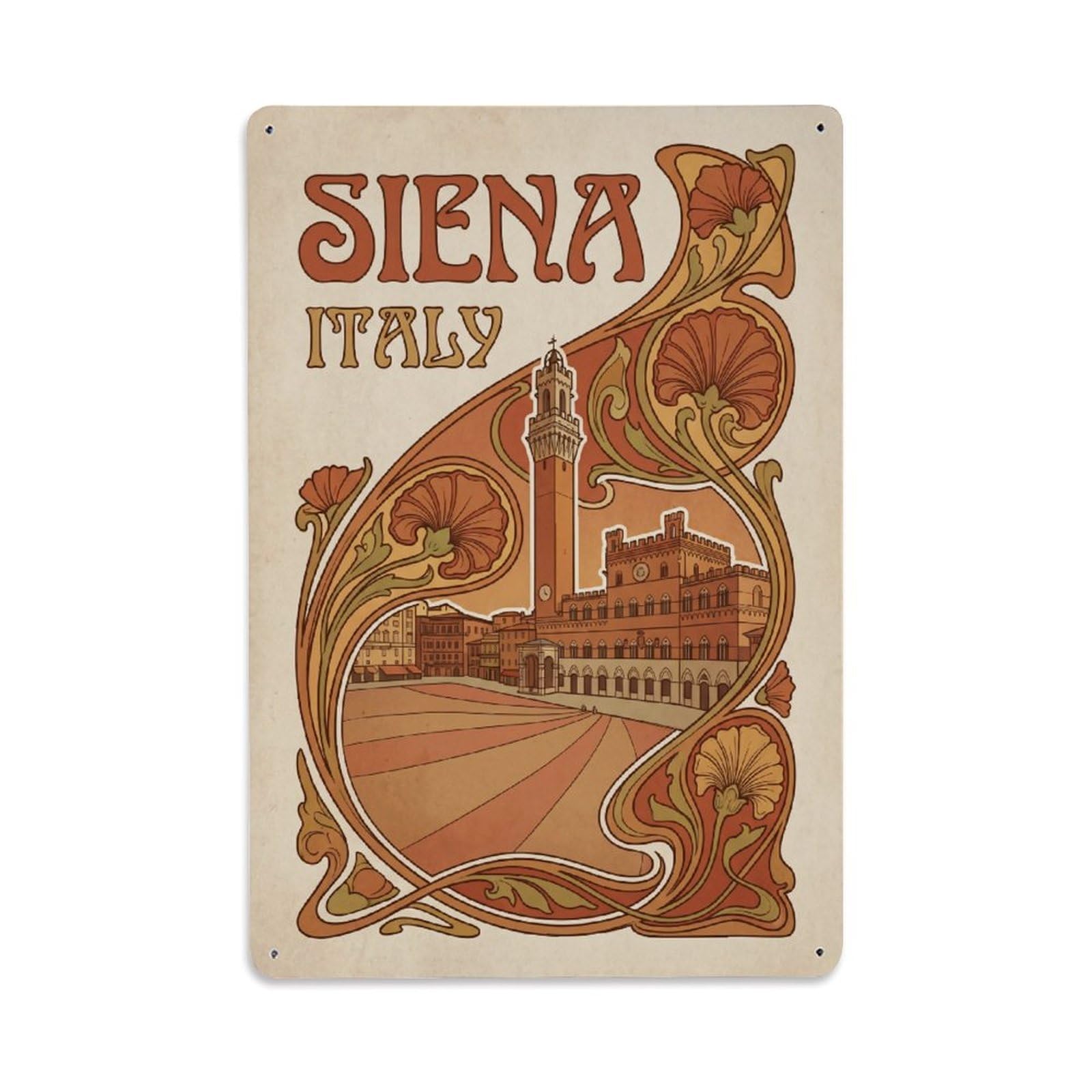 Travel Retro Italy Siena Metal Tin Sign