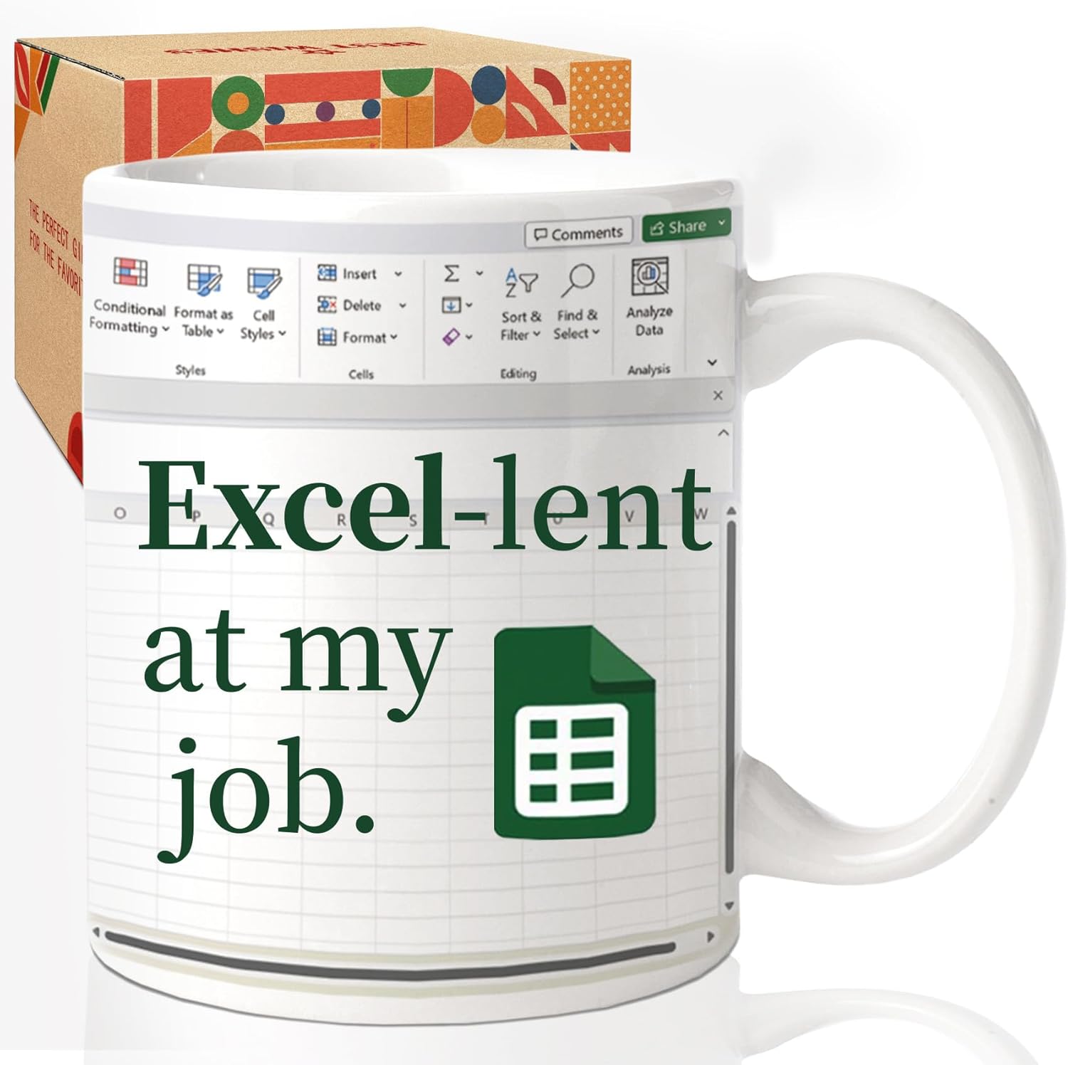 Funny Accountant Mug -Novelty Spreadsheet Design Ceramic Coffee Cup for CPA & Finance Professionals - Unique Christmas Gift for Coworkers, Accounting Boss | 11 oz -78