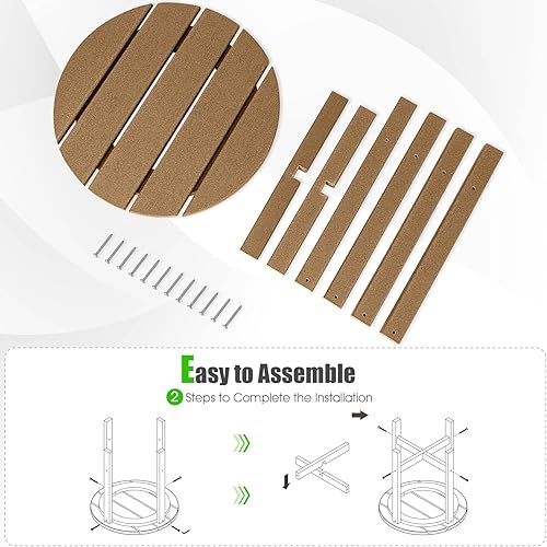 Miniatura 6 de Tangkula Mesa auxiliar redonda para exteriores, mesa Adirondack de polietileno de alta densidad resistente a la intemperie, mesas auxiliares para