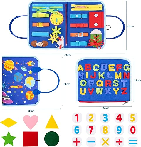 Miniatura 5 de Splaks Tablero ocupado para niños pequeños con página de bricolaje juguetes Montessori 20 en 1 juguetes de actividad sensorial juguetes educativos