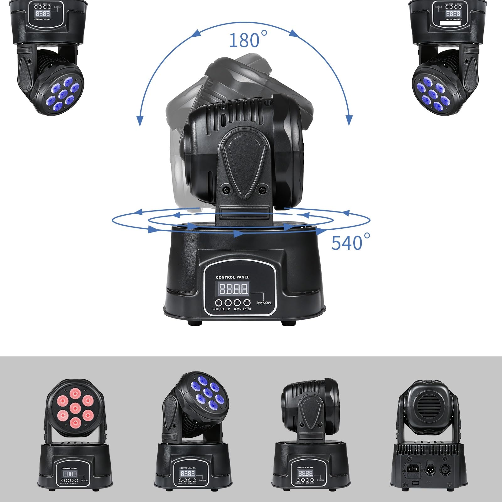 ZKYMZL Moving Head Light 7x12W LED RGBW (4 in 1) Farblichteffekt 9/14 CH durch DMX Steuerung für DJ Show Bar Party Hochzeit Disco KTV...