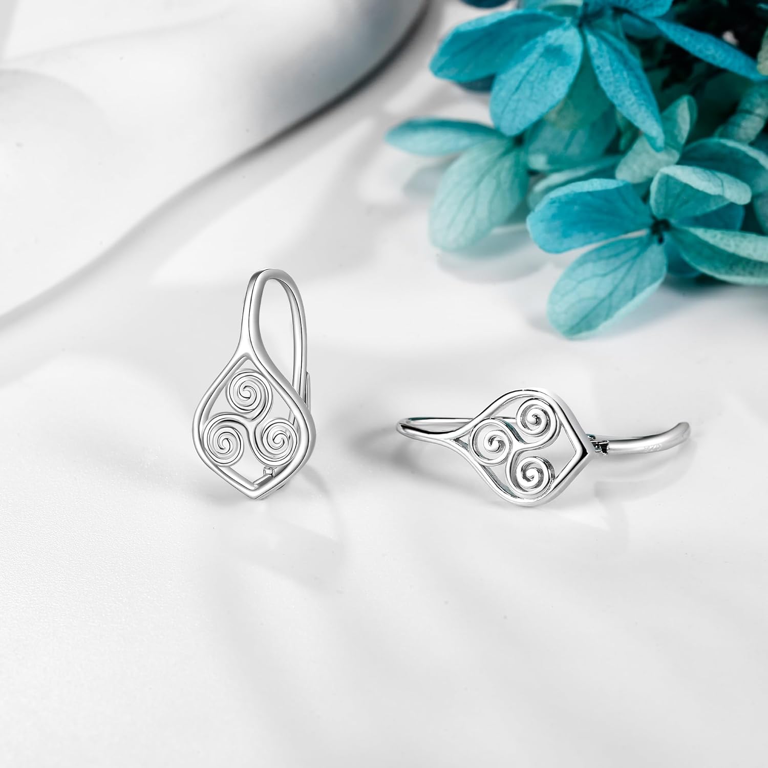 POPLYKE Leverback Celtic Knot Earrings 925 Sterling Silver Jewelry Gifts Christmas for Women Friends - Image 3