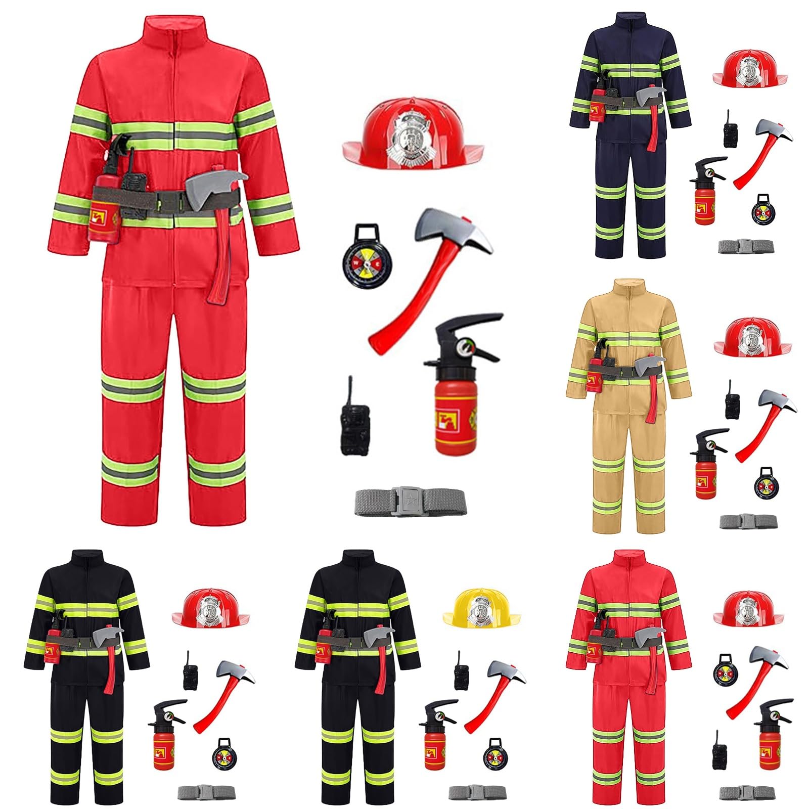 Cnexmin Deguisement Pompier Costume De Pompier Pour Enfants Avec Po Jouet Pour Halloween Carnaval Enfant Jeu De Role Cad Am