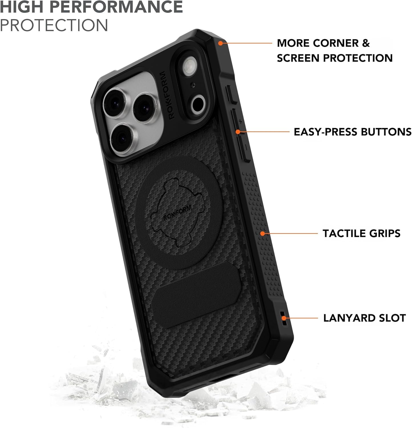 Rokform Rugged Case Compatible with iPhone 17 Pro Max, Magnetic Cover (Black) - Image 2
