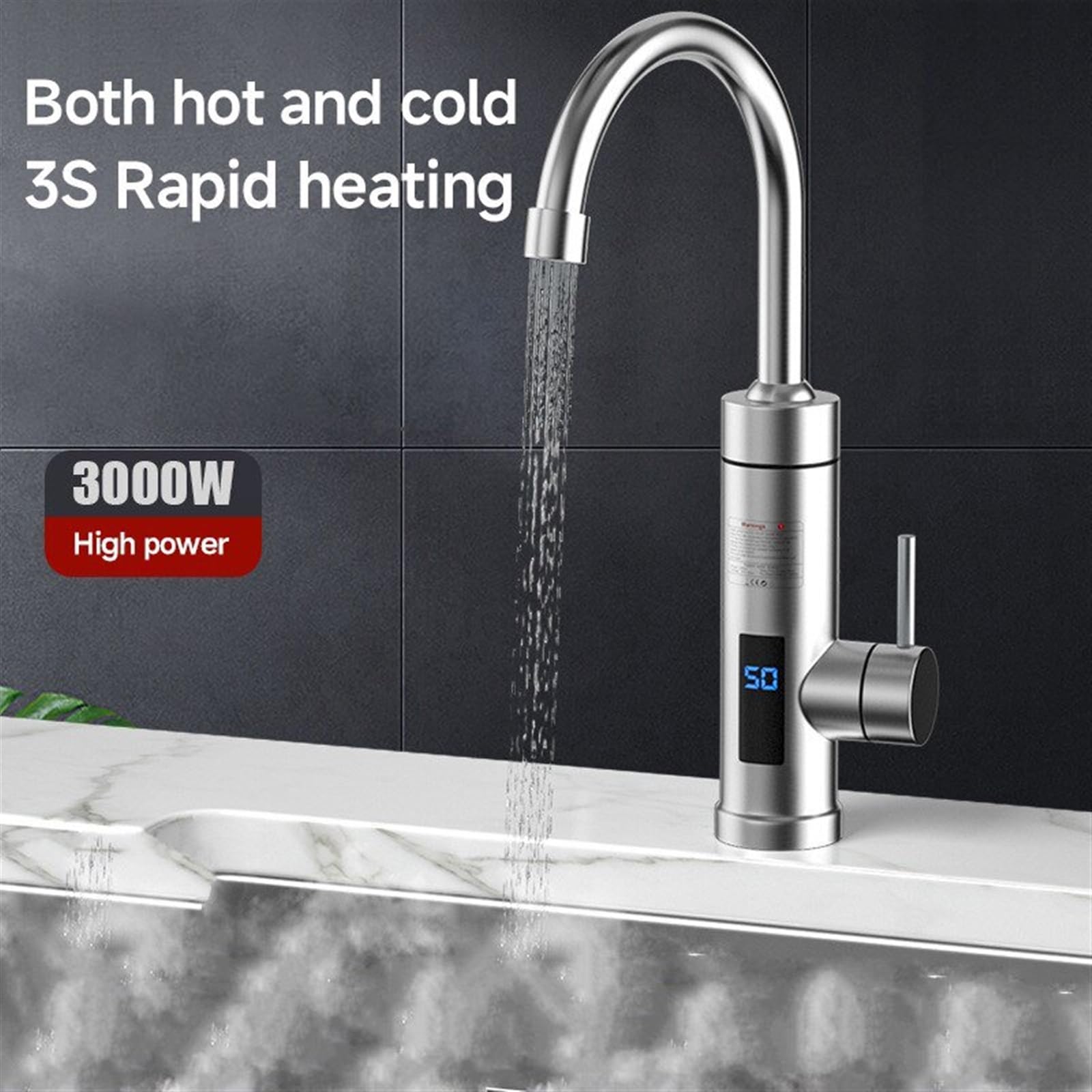 Rubinetto Istantaneo Per Lavabo 220 V – Scaldabagno Elettrico Senza Serbatoio, Display Digitale, Bianco