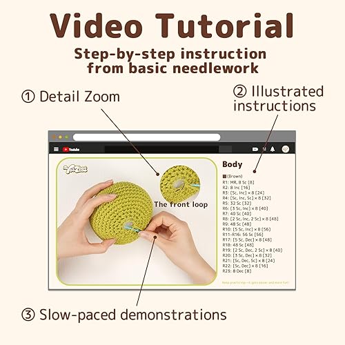 Vista 55 de Yeezhee Kit de ganchillo para principiantes, juego completo de iniciación de animales Amigurumi con tutoriales en video paso a paso, hilo y gancho