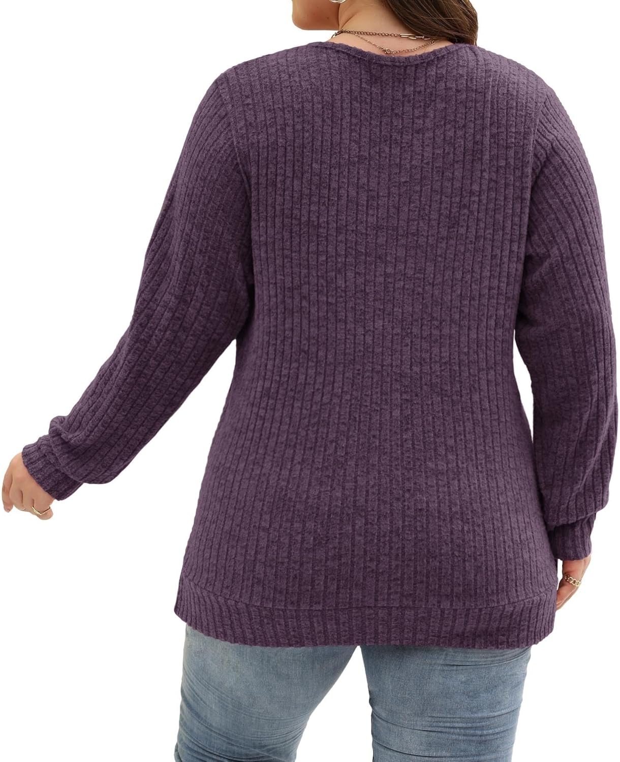 Gloria&Sarah Women's Casual Long Sleeve V Neck Lightweight Knitted Sweaters Loose Fit Plus Size Tunic Tops L-4XL - Image 5