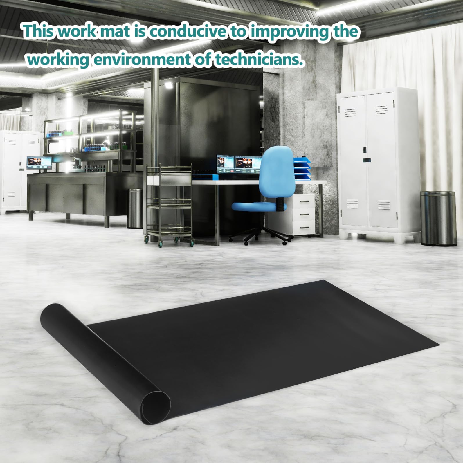 Tapis D'établi Antistatique Résistant à Chaleur en Caoutchouc Noir