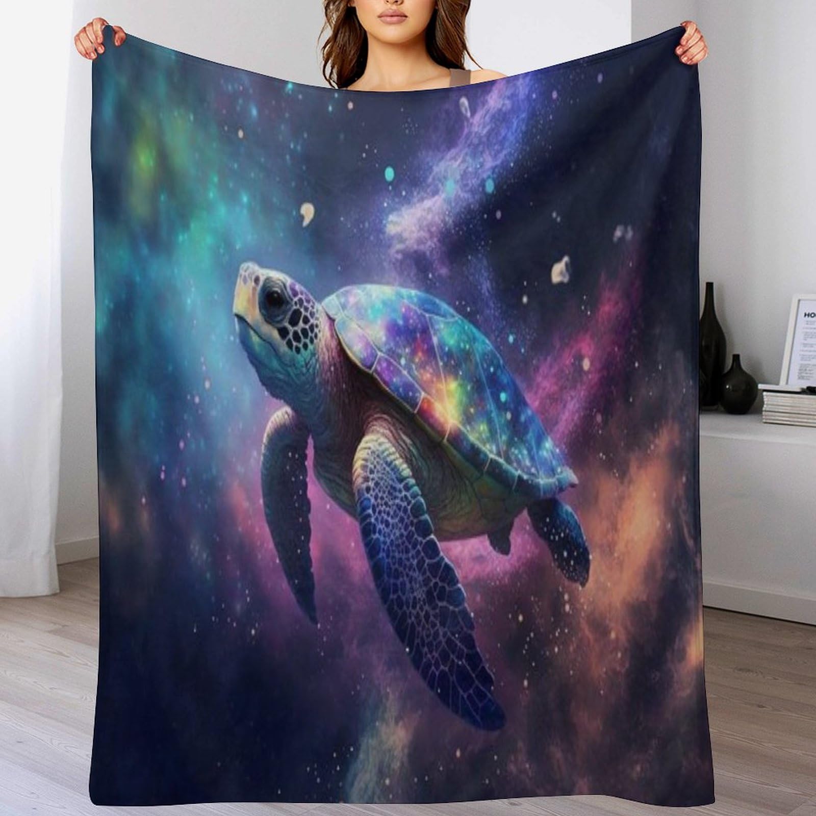 Couverture tortue de mer en flannel douce et chaude pour lit et canape en taille 150x200cm