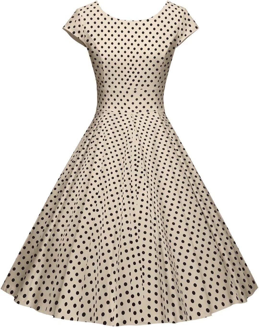GownTownWomen's 1950s Vintage Dresses Short Sleeves Cocktail Stretchy Party Dresses with Pocket