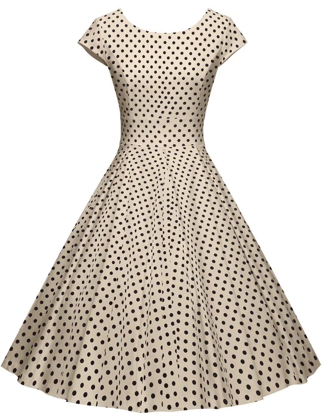 GownTownWomen's 1950s Vintage Dresses Short Sleeves Cocktail Stretchy Party Dresses with Pocket