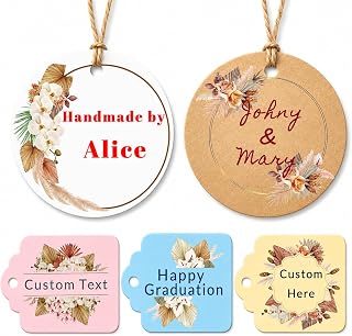 Custom Gift Tag Hang Tag, Personalized Favor Label, Cardstock Kraft Wrapping Decoration, Wedding Supplies Birthday Party Craft, Thick Paper Hang Card with String