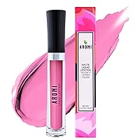 Vista 23 de Aromi Lápiz labial líquido mate Color de labio lila para mujeres, de larga duración, tono brillante rosado púrpura, vegano (Rosa Perivinca)