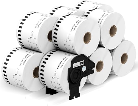 12 Rolls Compatible Brother DK2205 2.4"x100 ft Continuous Labels | Fit for Brother QL Printers, Included Detachable Frame, Cut-to-Length Label, 3-Proof & Strong Adhesive, Jam-Free & Easy Peel