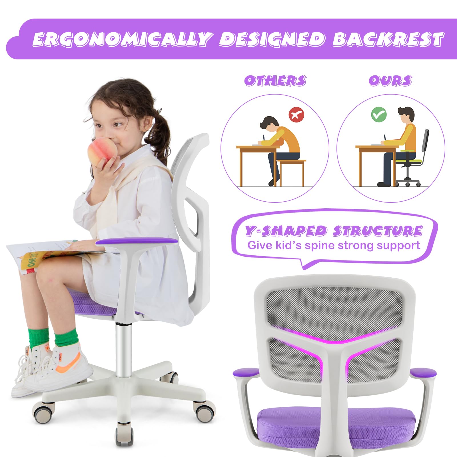 Kids Swivel Desk Chair COSTWAY Kids Ergonomic Desk Chair, Height