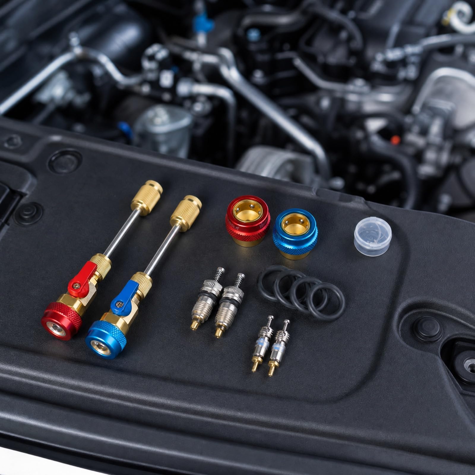 Ovelle Autoventil-Ventilausdreher-Ventileinsatz Auto-ventil schraubendreher-R134A-Ventilkern-Schnellentferner-Installationswerkzeug-Set,12-teiliges Ventilkernentfernungswerkzeug
