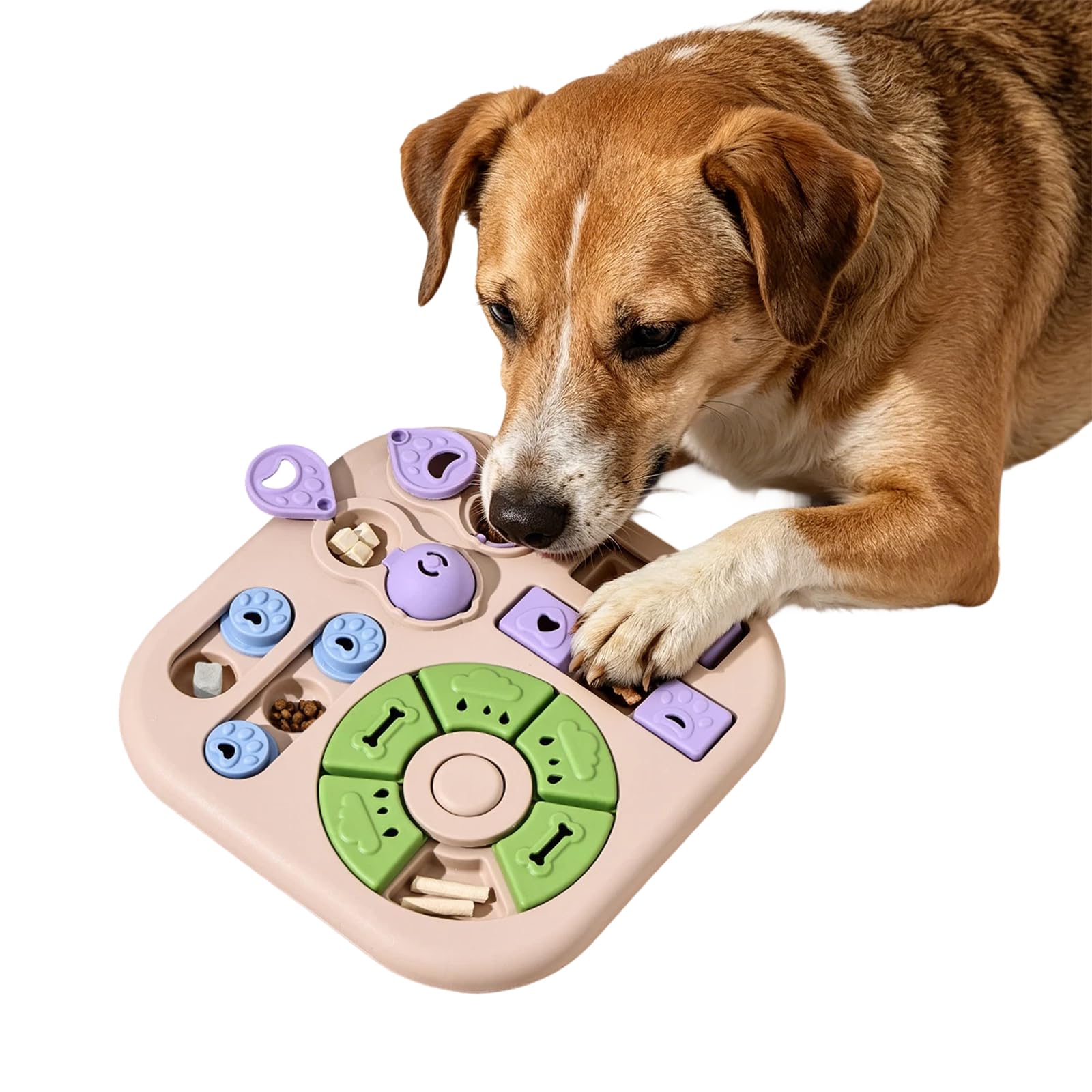 Jouet puzzle pour chien - Jeu de réflexion interactif - Cachette à friandises - Jaune