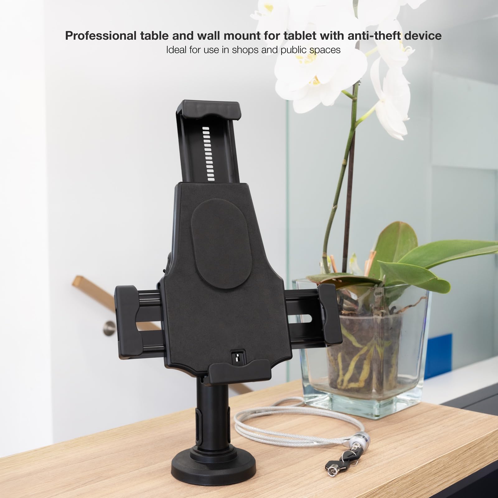 TOOQ TQTDS0812 - Soporte de Mesa/Pared Profesional para Tablet con Antirrobo, Negro