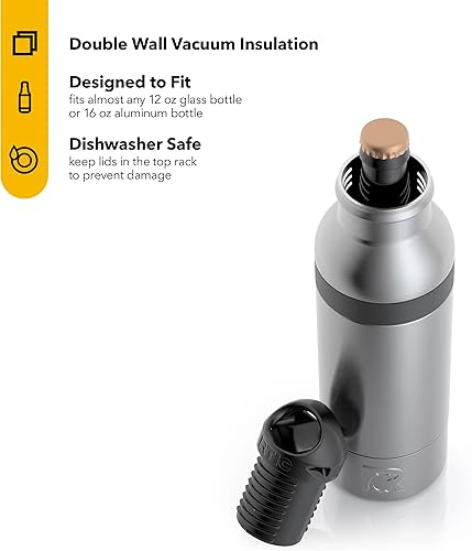 Miniatura 8 de RTIC Enfriador de botellas con abrebotellas integrado, azul marino, se adapta a casi cualquier botella de vidrio de 12 onzas o botella de aluminio