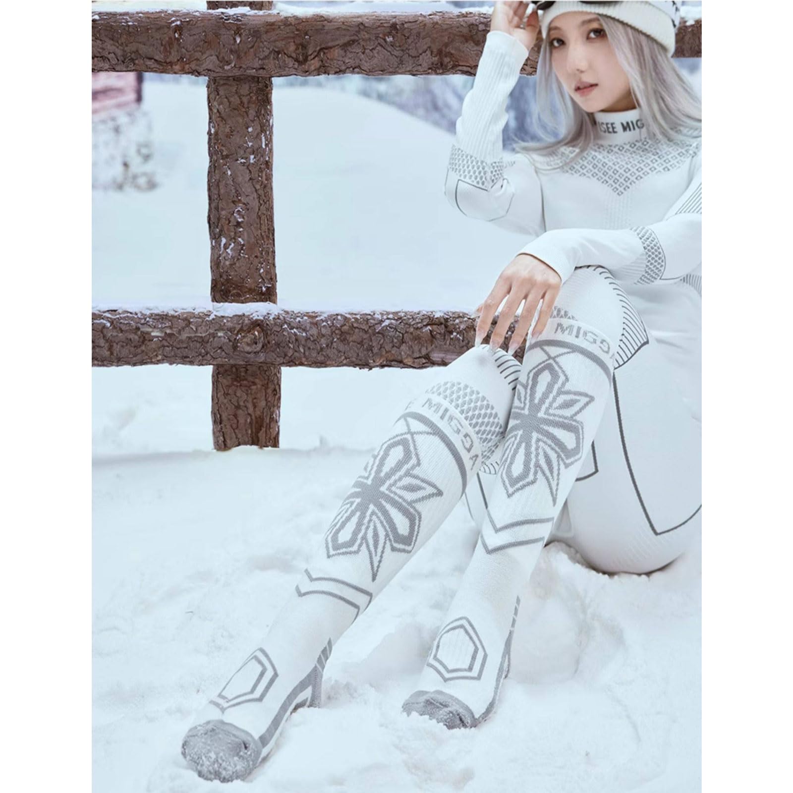Calzini da Sci in Lana Merino per Uomo e Donna Calze Termiche al Ginocchio Spessa Asciugatura Calzini Invernali Assorbimento umidità Anti Vesciche per giornate Fredde,Sci e Snowboard