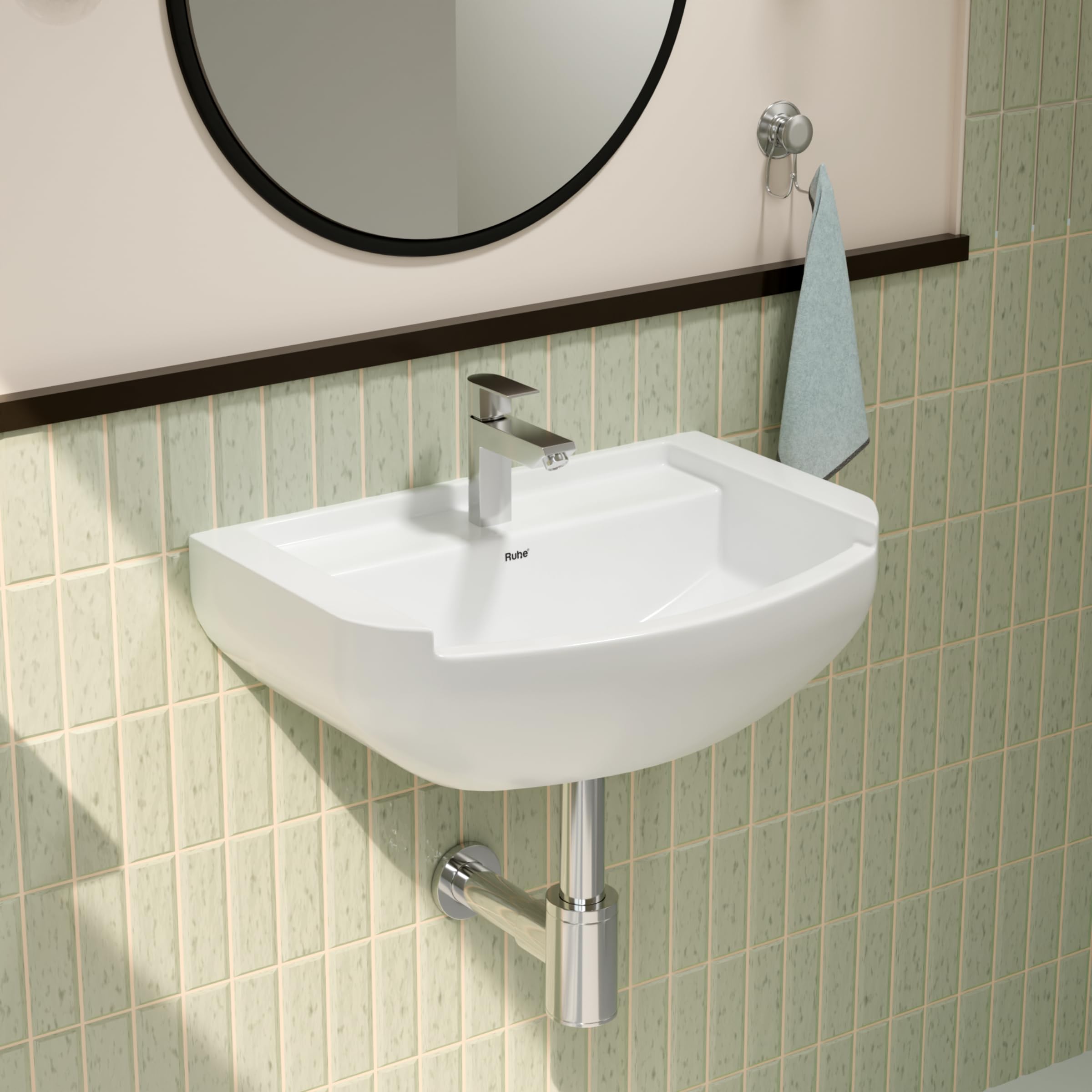 Ruhe Aries Wall Hung Ceramic Sink - Modern Bathroom -13 Ruhe Aries Wall Hung Ceramic Sink - Modern Bathroom -13
