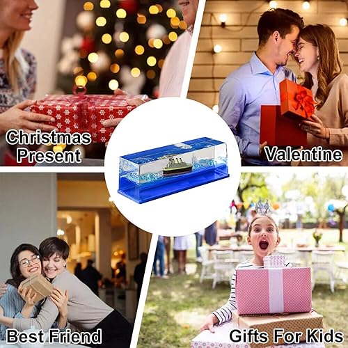 Vista 34 de Barco insumergible en una caja, juguete de crucero insumergible, botella de deriva fluida de crucero, decoración de modelo de deriva de líquido