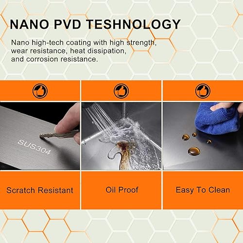 Miniatura 8 de Fregadero de granja de 33 x 22 pulgadas de acero inoxidable negro con delantal frontal de un solo cuenco de 10 pulgadas de profundidad con estación