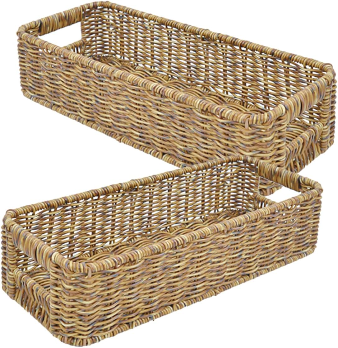 2pcs Woven Cutlery Storage Basket Utensil Holder for Kitchen Organization for Chopsticks Forks and Spoons Desktop Storage Deep