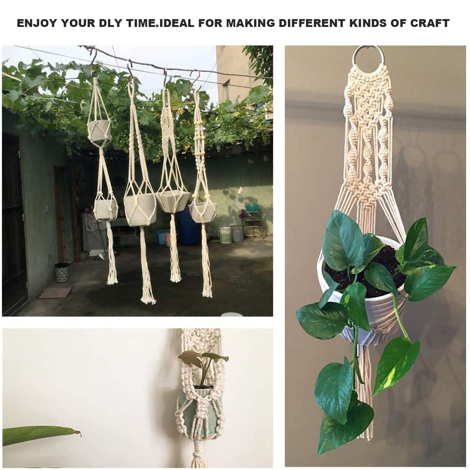 Cordón de macramé 300m/500 m, cuerda de algodón suave natural de 3mm, 4mm, 5mm, manualidades de bricolaje, cuerda de macramé para tapiz hecho a mano,plantas para colgar en la pared 4 MM-300m