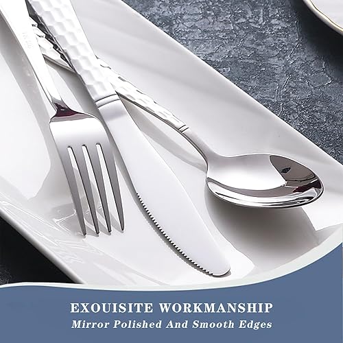 Miniatura 5 de Juego de cubiertos de 24 piezas de acero inoxidable con soporte, juego de utensilios pulidos de espejo para 6, juego de vajilla duradera para