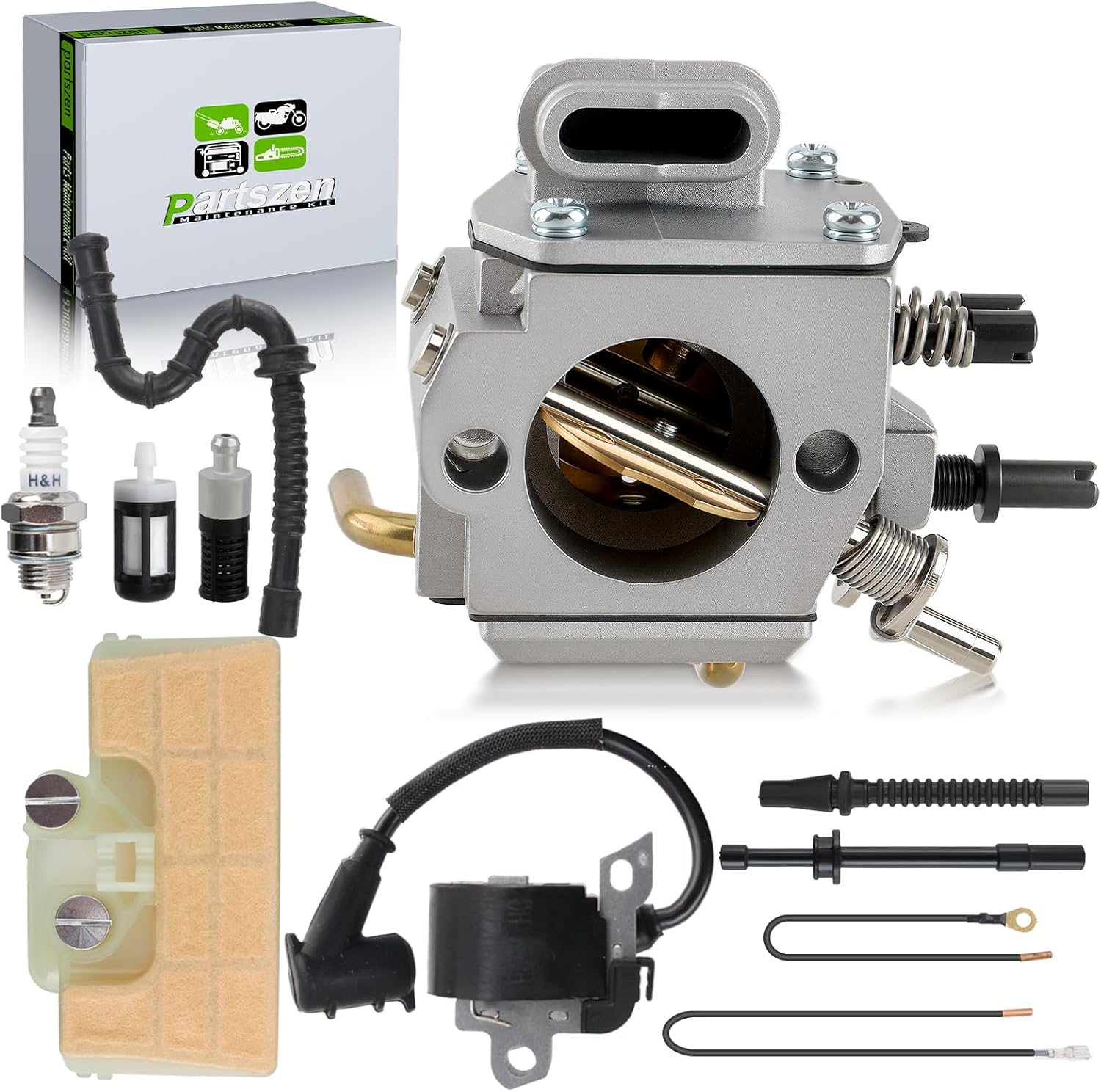 1127 120 0650 Carburetor for Stihl MS290 MS390 MS310 Chainsaw with 0000 400 1300 Ignition Module Coil 1127 120 1621 Air Filter