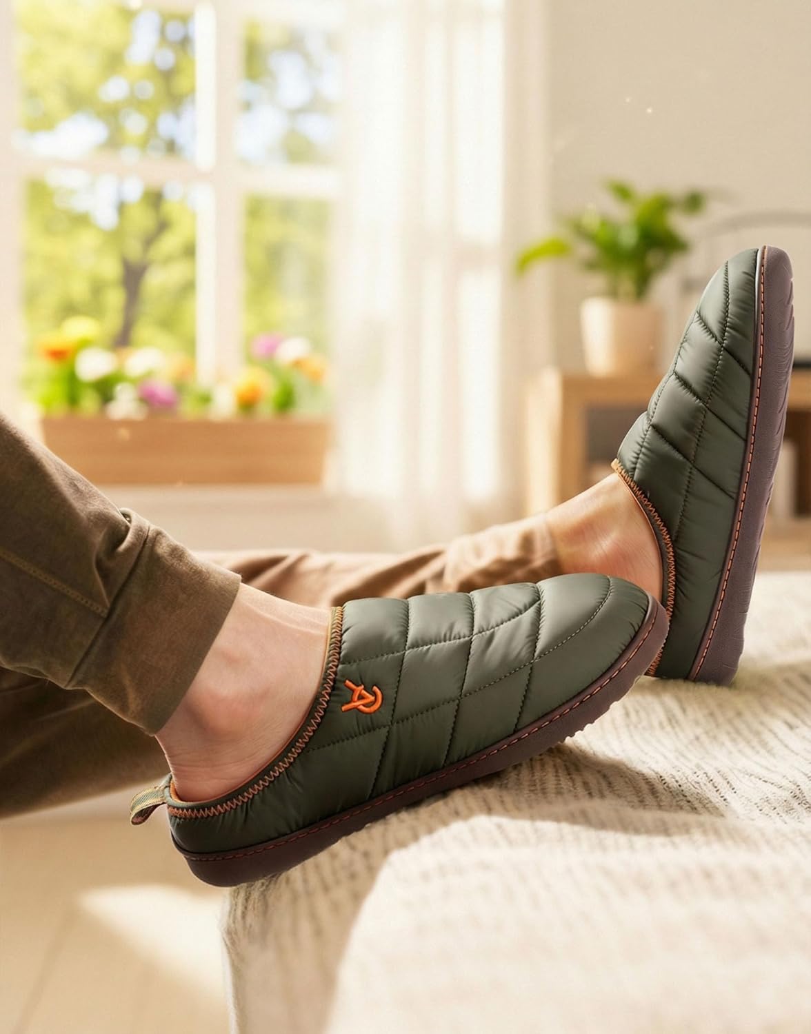 VeraCosy Men's Quilted Slip on Slippers with Anti Skid Outsole for Outdoor - Image 2