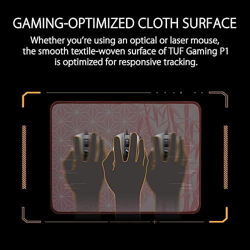 Miniatura 3 de ASUS TUF Gaming P1 - Alfombrilla de mouse portátil para juegos superficie nano-revestida resistente al agua costuras duraderas antideshilachado y