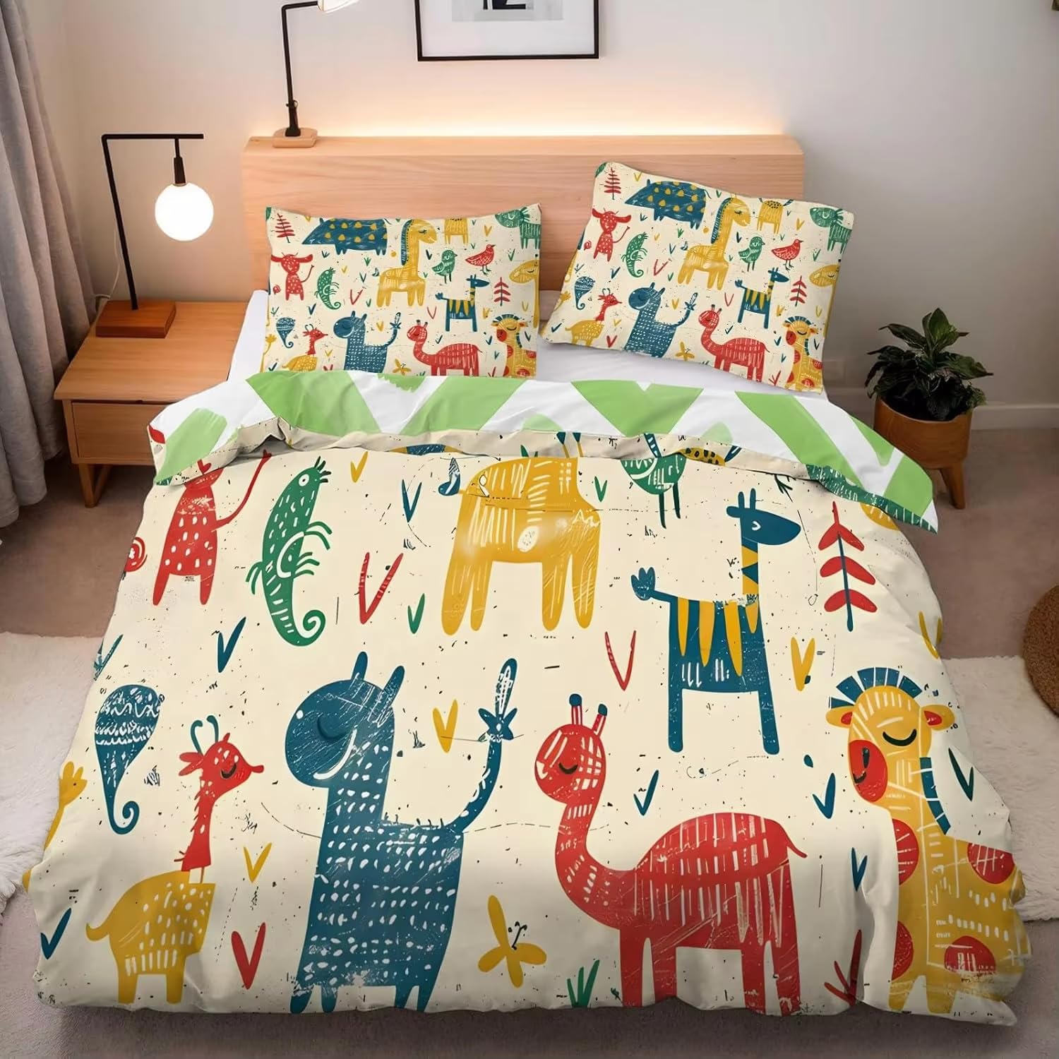 Housse de couette microfibre 200x200 respirante parure de lit animaux mignons
