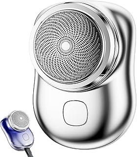 Zao Mini Shaver Men, Distinguisha Mini-shave Portable Electric Shaver Zao Shaver,Usb Pocket Portable Electric Shaver,Mini Electric Razor Waterproof Beard Knife Home Travel Gift for Men (Silver)