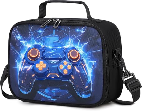 Scothen Lunch Box for Boys - Cool Gamer Insulated Lunch Bag Kids,Reusable Portable Boys Lunch Box with Adjustable Strap, Cooler Toddlers Lunch Bag for Picnics School Travel