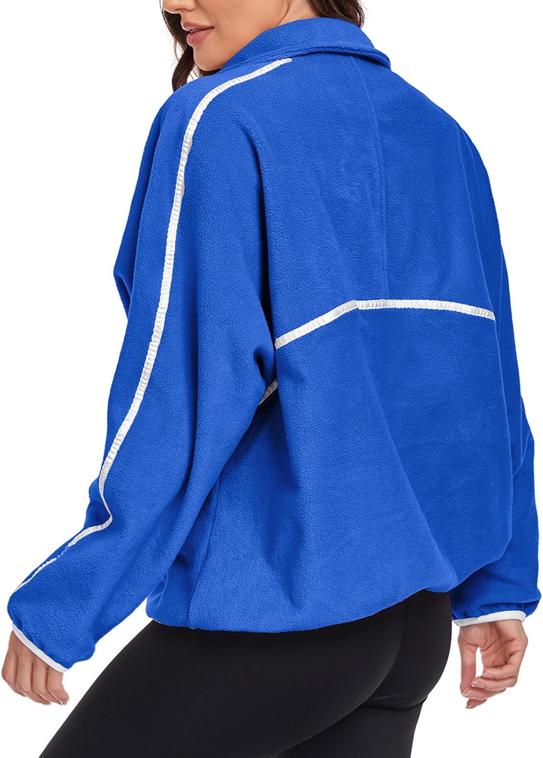 Women's Half Zip Fuzzy Fleece Pullover Oversized Sherpa Sweatshirt Long Sleeve Soft Sweater Jackets with Pockets - Image 5