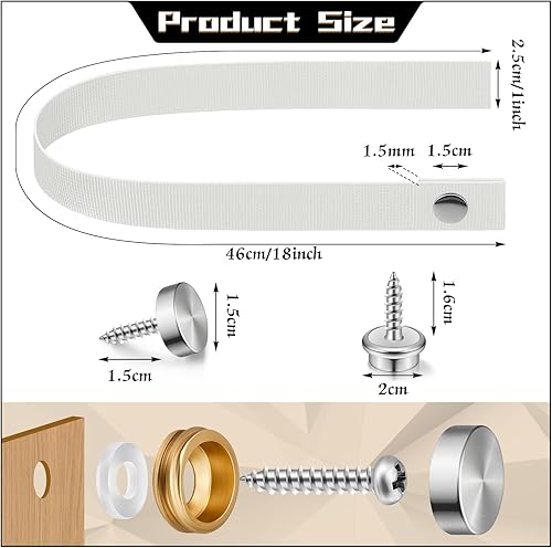 Miniatura 2 de Windyun 2 correas para puerta de caravana con 4 broches de botón de 18 pulgadas, correa de puerta corrediza para cámper RV con correa de escalera de