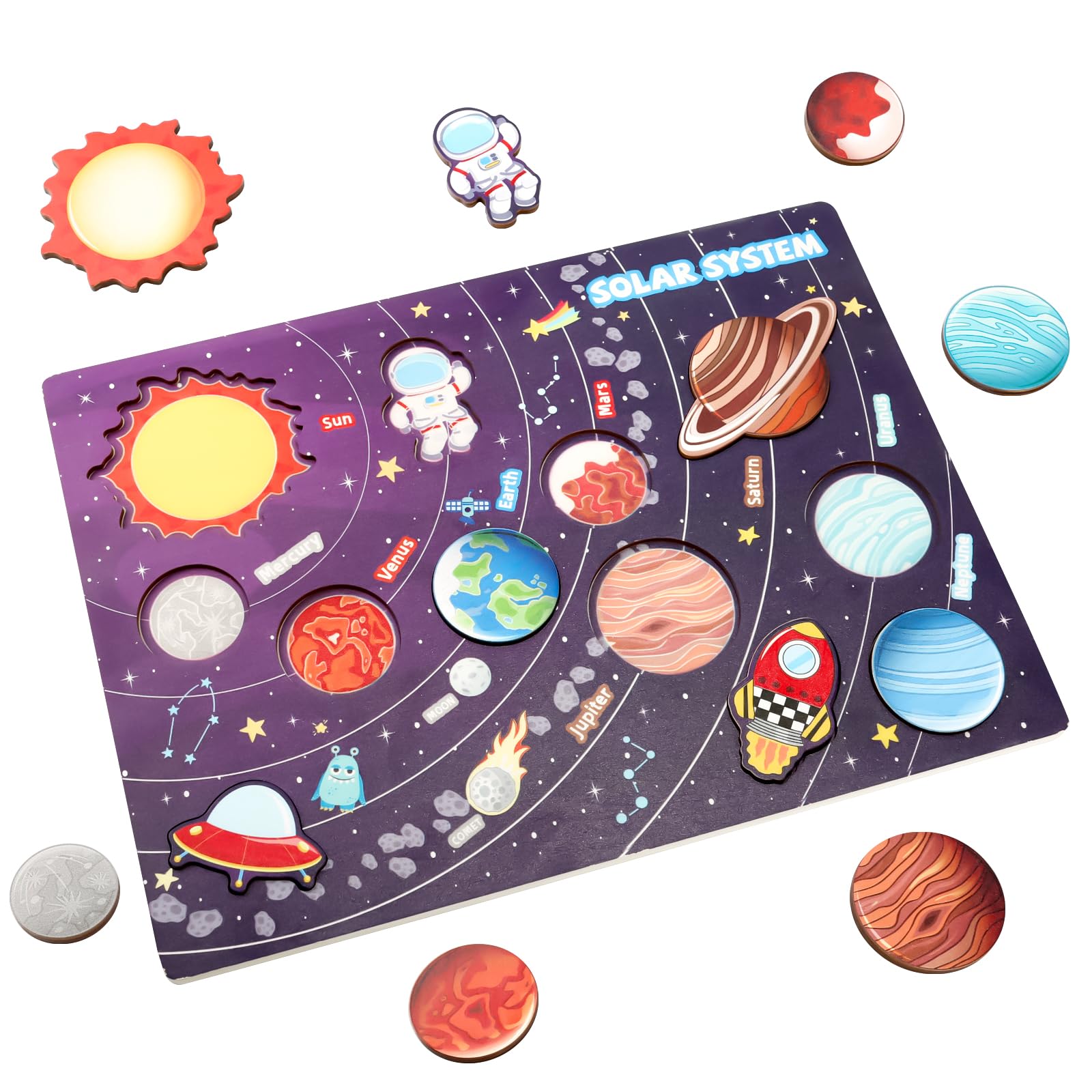 Puzzle en bois système solaire