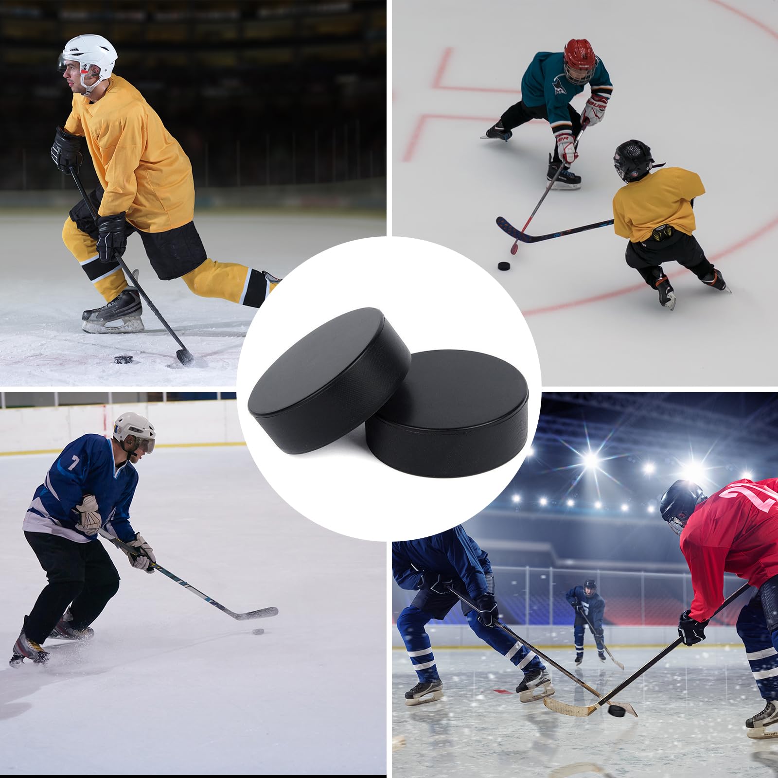 Lot de 16 palets de hockey sur glace – 7,6 x 7,6 x 2,5 cm pour hockey sur étang ou sur la patinoire, équipement de hockey pour pratique et entraînement classique, hockey en mousse pour