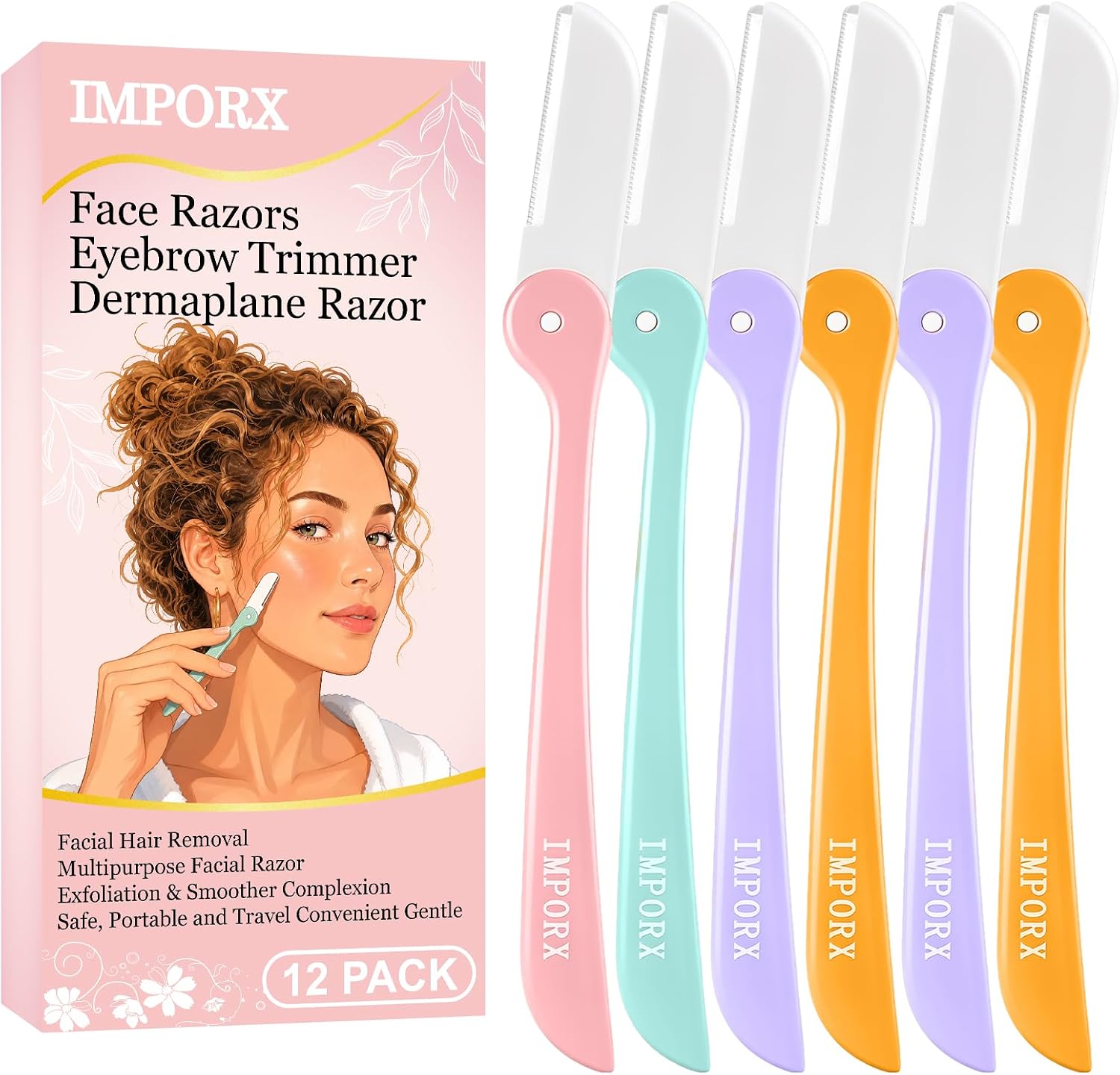 Eyebrow Razor for Women Face Dermaplane Razors 12 PACK Foldable Portable