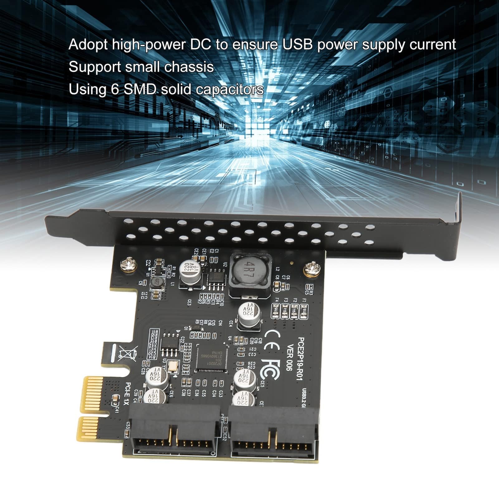 Carte d'extension USB 3.2 GEN 1 19PIN PCI Express (PCIe) pour Ordinateur de Bureau