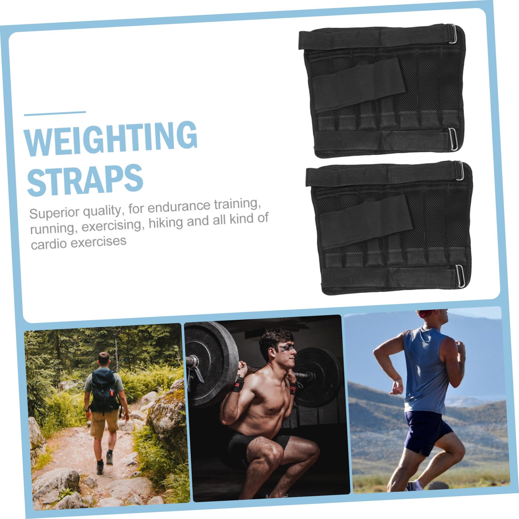 Cavigliere Pesi da 2kg in Nylon e Piastra D’acciaio Nero | Corsa e Trekking, Design Staccabile, Adatte a Principianti e Appassionati Intermedi