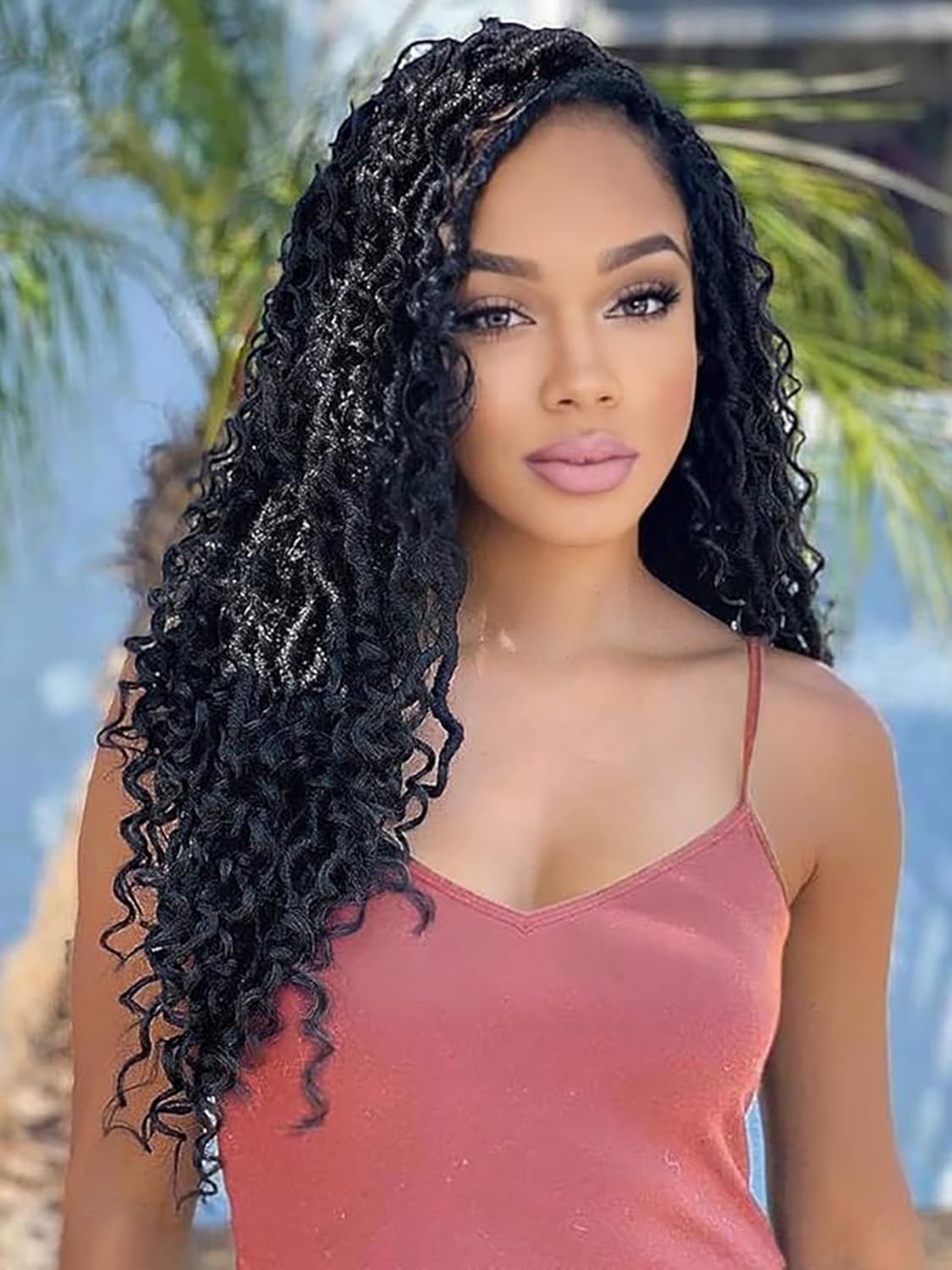 Faux Goddess Locs Crochet Hair for Women 14 Inch Soft River Locs Short Curly Pre Looped Crochet Braids with Curly Ends Boho Hippie Synthetic Hair