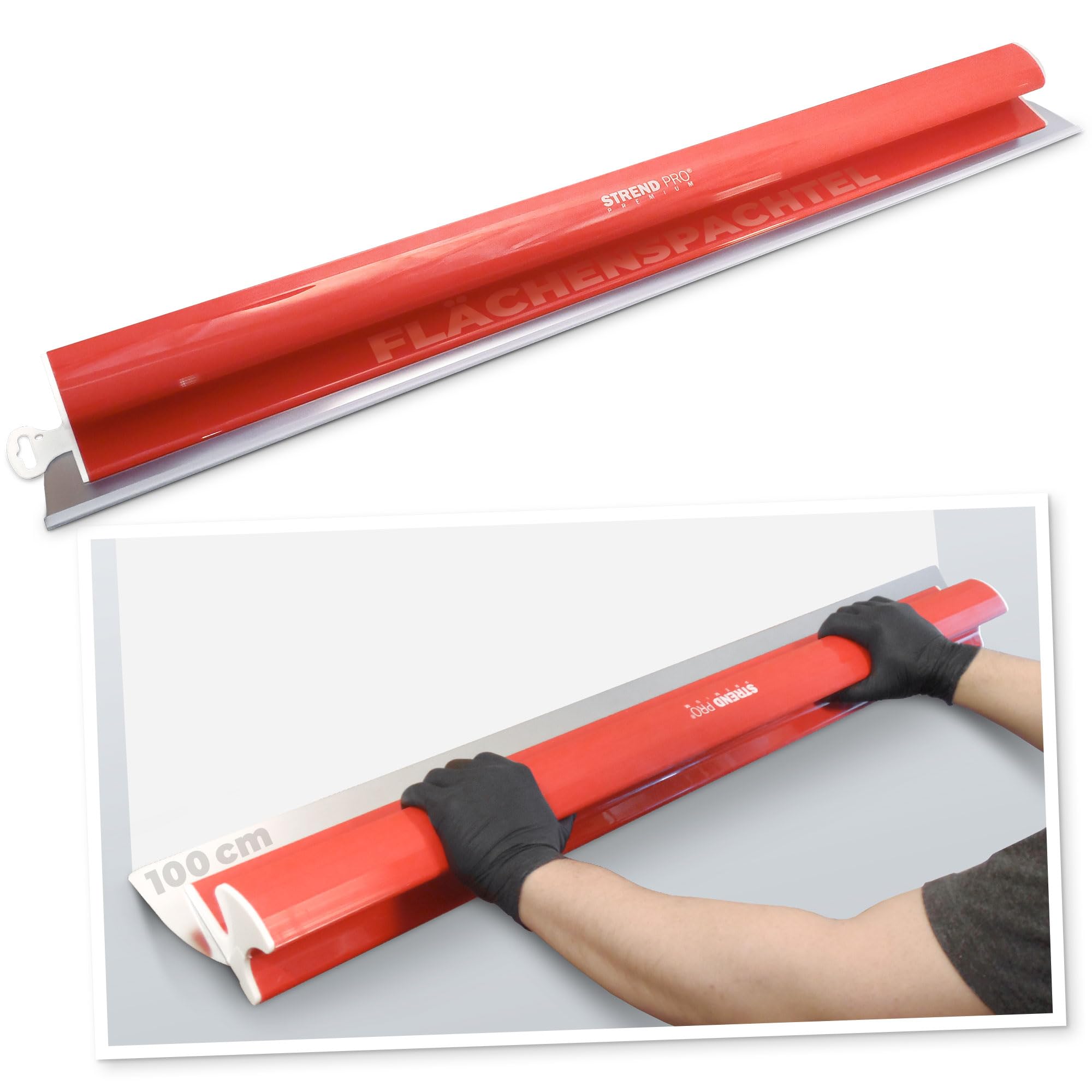 STREND PRO Spatola per Superfici 100 cm PREMIUM con Impugnatura Z | PROFI Set di Spatole per Muro a Secco e Stucchi | Anello in Acciaio Inossidabile Antiruggine 0,3 mm | Spatola Lisciante,per Rasatura