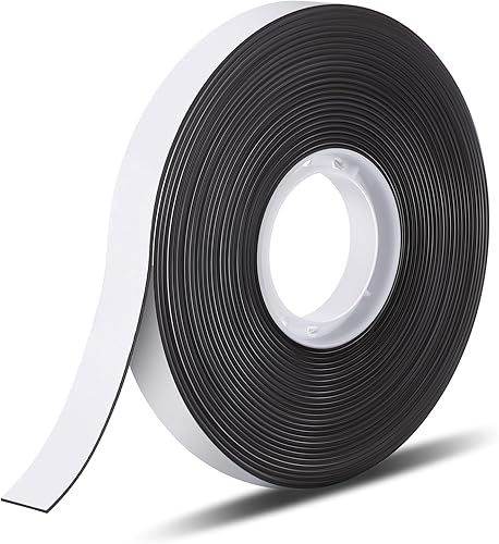 Fulmoon Rollo de cinta magnética flexible de 12 pulgadas x 150 pies, tiras magnéticas con fuerte respaldo adhesivo, rollos de tiras de cinta