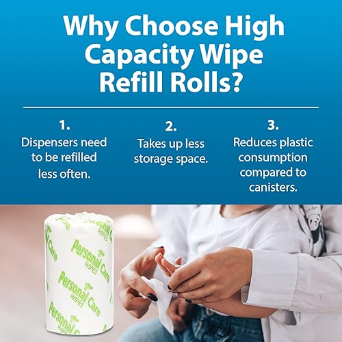 Miniatura 3 de Touch Point Toallitas para el cuidado personal, 900 toallitas en rollo, 8 x 7 pulgadas, sin fragancia, fórmula hidratante con aloe y vitamina E -